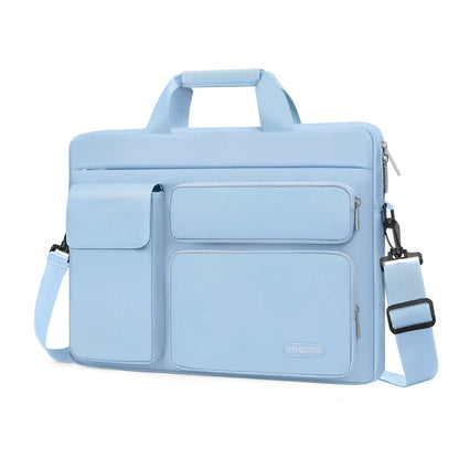 MOSISO Laptop Shoulder Bag 13-17.3 inch - Fits MacBook Pro 16, HP, Dell, Lenovo - 2 Raised Pockets, 1 Flapover & 1 Horizontal Pocket + Handle & Belt