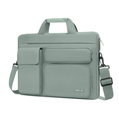 MOSISO Laptop Shoulder Bag 13-17.3 inch - Fits MacBook Pro 16, HP, Dell, Lenovo - 2 Raised Pockets, 1 Flapover & 1 Horizontal Pocket + Handle & Belt