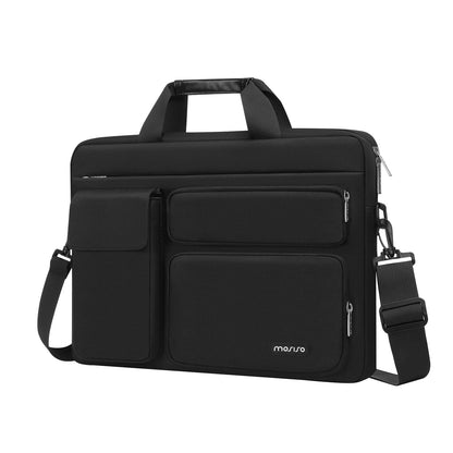 MOSISO Laptop Shoulder Bag 13-17.3 inch - Fits MacBook Pro 16, HP, Dell, Lenovo - 2 Raised Pockets, 1 Flapover & 1 Horizontal Pocket + Handle & Belt