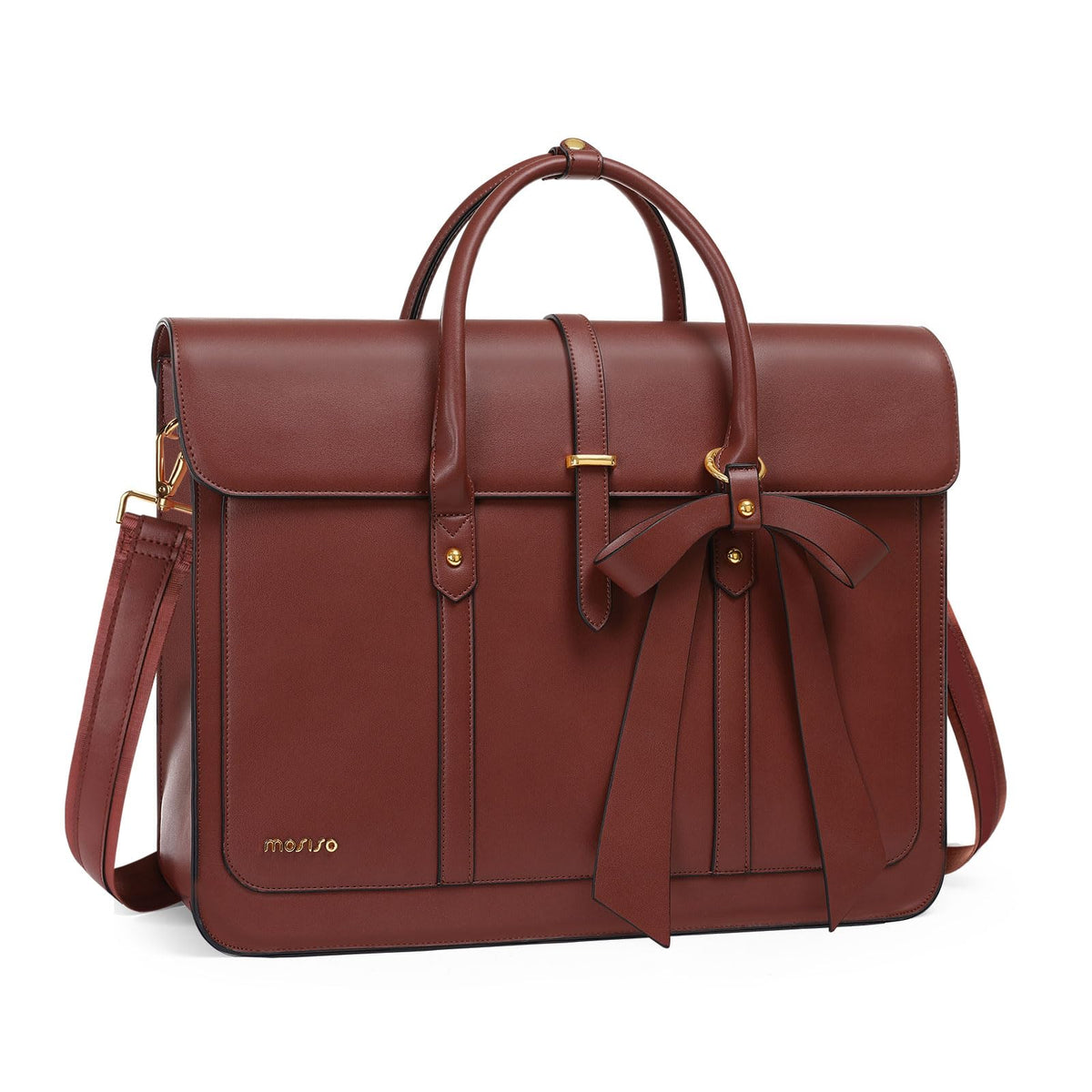 MOSISO Bowknot Convertible Women's PU Leather Laptop Bag – 4-in-1 Handbag, Backpack, Messenger & Briefcase, Fits 14/16/17.3" MacBook & PC Laptops