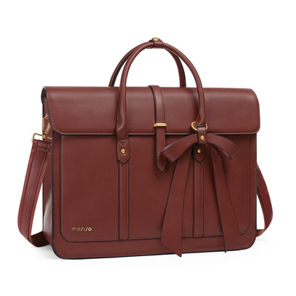 MOSISO Bowknot Convertible Women's PU Leather Laptop Bag – 4-in-1 Handbag, Backpack, Messenger & Briefcase, Fits 14/16/17.3" MacBook & PC Laptops