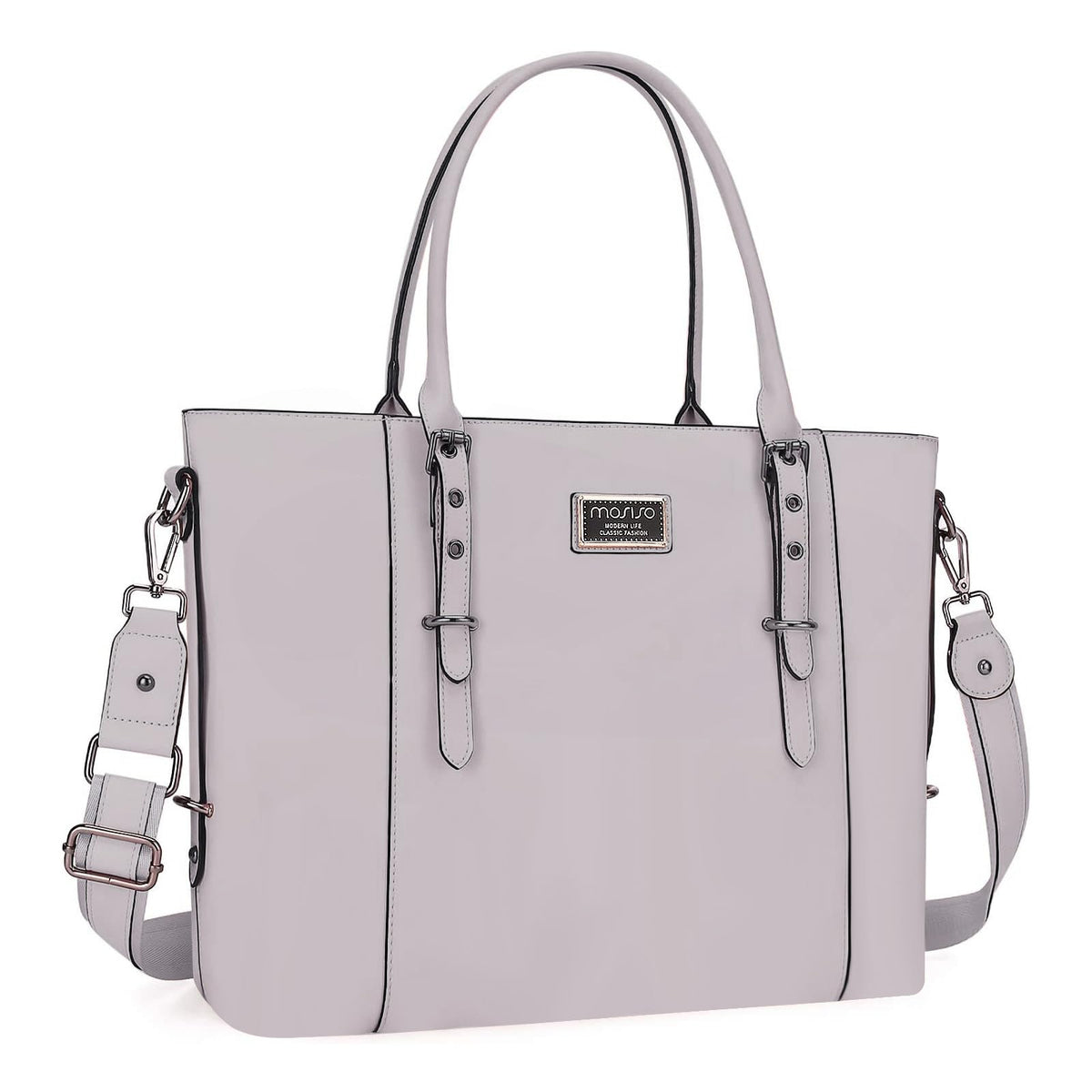 MOSISO Women Vintage Waterproof PU Leather Laptop Tote Bag, Fits 13.3/15.6/17.3 Inch, Large Capacity Business Work Shoulder Briefcase