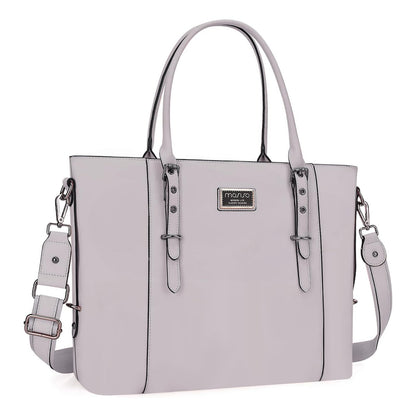 MOSISO Women Vintage Waterproof PU Leather Laptop Tote Bag, Fits 13.3/15.6/17.3 Inch, Large Capacity Business Work Shoulder Briefcase