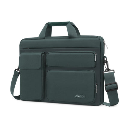 MOSISO Laptop Shoulder Bag 13-17.3 inch - Fits MacBook Pro 16, HP, Dell, Lenovo - 2 Raised Pockets, 1 Flapover & 1 Horizontal Pocket + Handle & Belt
