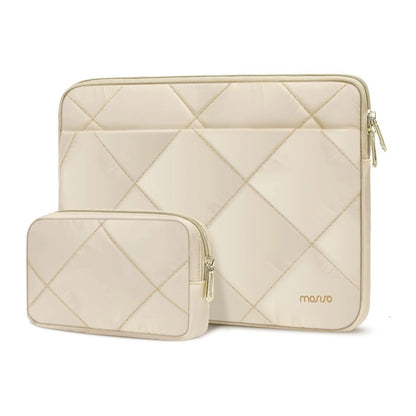 MOSISO Rhombus Quilted Puffy Laptop Sleeve Set with Matching Accessory Pouch, Fits 13–14 Inch MacBook Neo Air Pro HP Dell ASUS Lenovo Notebook