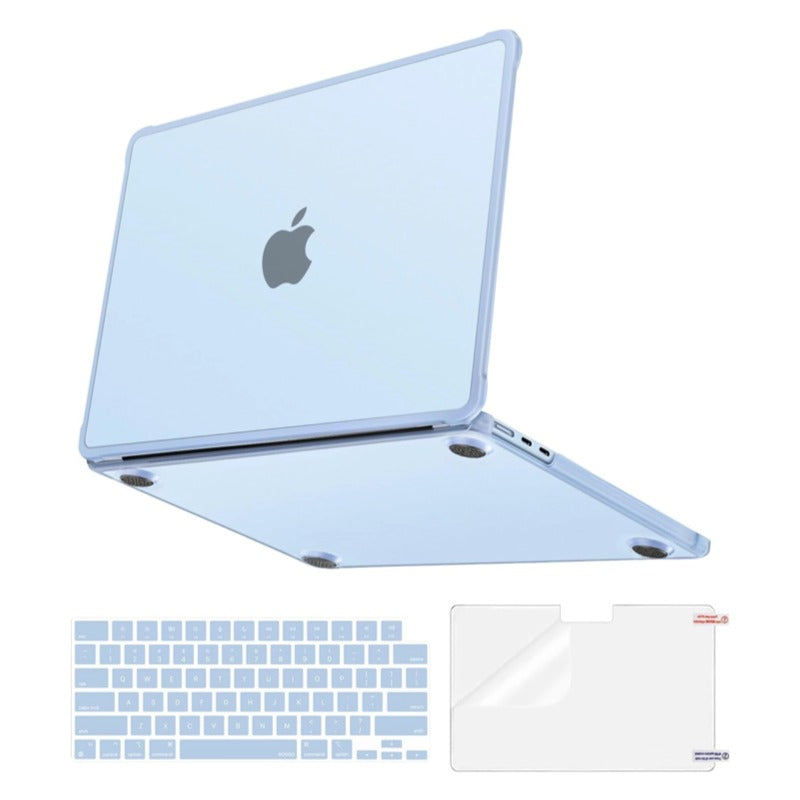 MOSISO Anti-Crack Slimness Case for MacBook Air 13 inch M2-M5, 3 in 1 Kit Anti-Fingerprint Hard Shell with Reinforced TPU Bumper