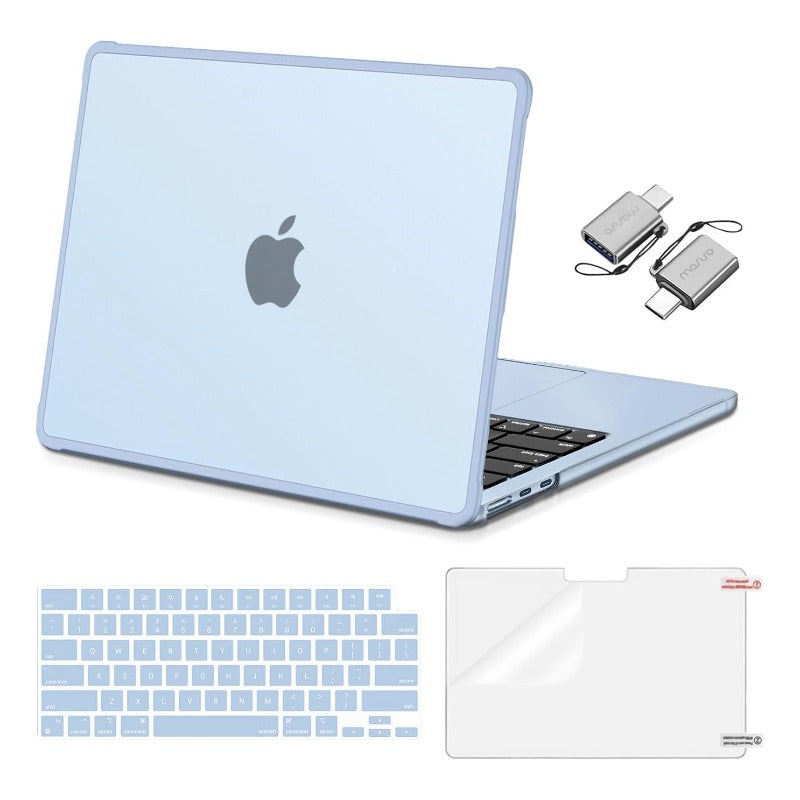 MOSISO Compatible with MacBook Air 13 inch Case M2-M5 2022-2026 A3449 A3240 A3113 A2681, 4 in 1 Protective Kit: Hard Case, Keyboard Skin, Screen Film & USB C Adapter with TPU Bumper
