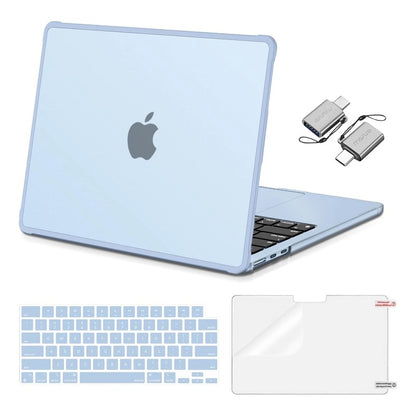MOSISO Compatible with MacBook Air 13 inch Case M2-M5 2022-2026 A3449 A3240 A3113 A2681, 4 in 1 Protective Kit: Hard Case, Keyboard Skin, Screen Film & USB C Adapter with TPU Bumper