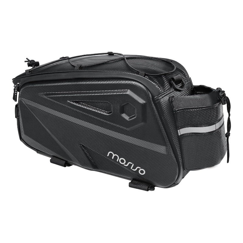 MOSISO 14L Waterproof Bike Rear Rack Bag, Shockproof Saddle Pouch with Bottle Pocket, Reflective Strip & Detachable Shoulder Strap for Commute