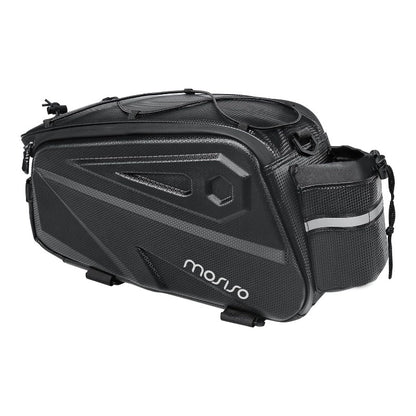 MOSISO 14L Waterproof Bike Rear Rack Bag, Shockproof Saddle Pouch with Bottle Pocket, Reflective Strip & Detachable Shoulder Strap for Commute