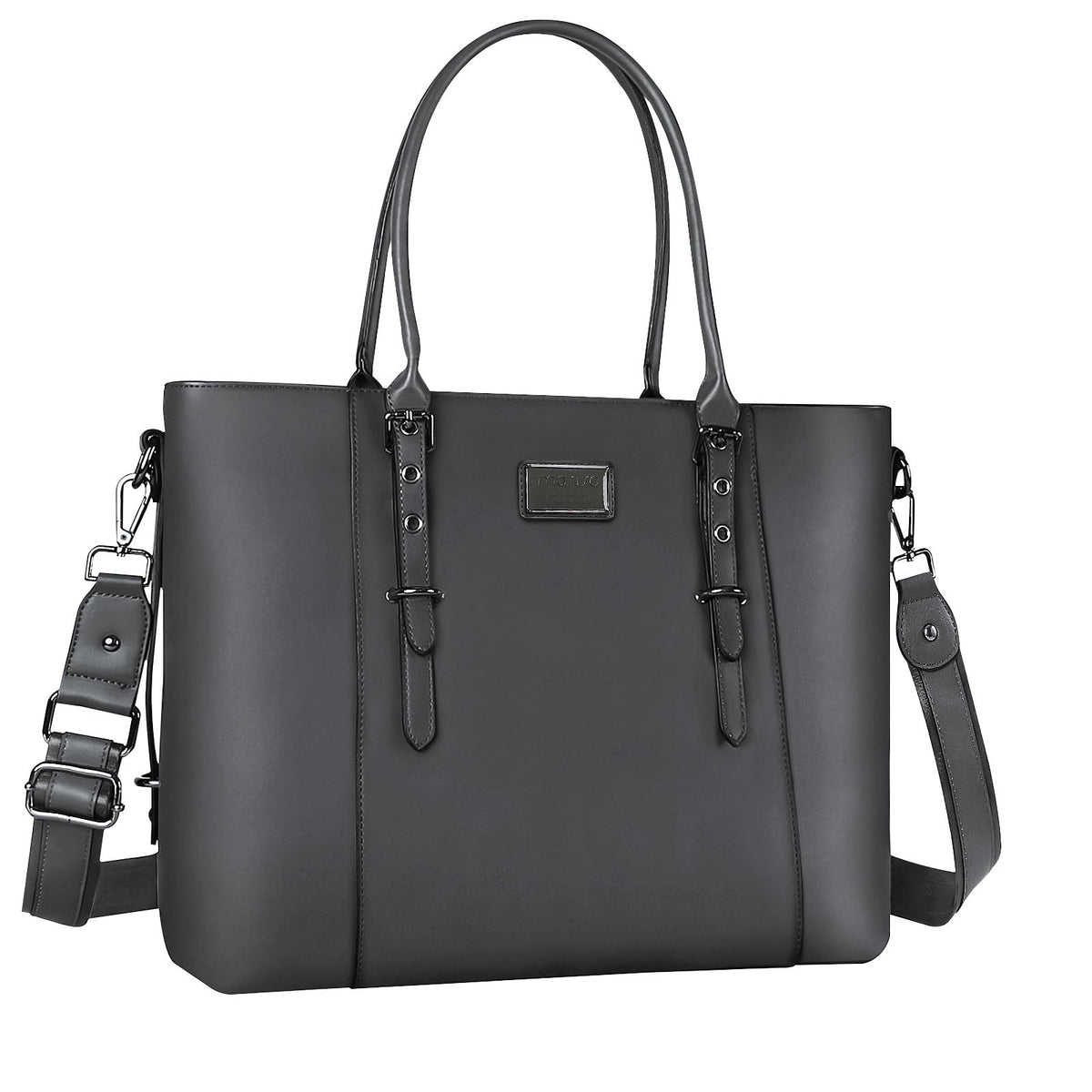MOSISO Women Vintage Waterproof PU Leather Laptop Tote Bag, Fits 13.3/15.6/17.3 Inch, Large Capacity Business Work Shoulder Briefcase