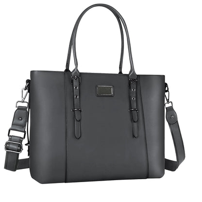 MOSISO Women Vintage Waterproof PU Leather Laptop Tote Bag, Fits 13.3/15.6/17.3 Inch, Large Capacity Business Work Shoulder Briefcase