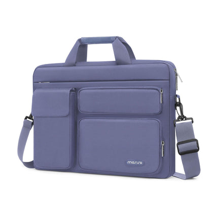 MOSISO Laptop Shoulder Bag 13-17.3 inch - Fits MacBook Pro 16, HP, Dell, Lenovo - 2 Raised Pockets, 1 Flapover & 1 Horizontal Pocket + Handle & Belt