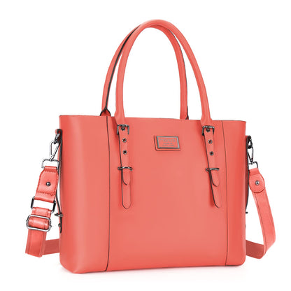 MOSISO Women Vintage Waterproof PU Leather Laptop Tote Bag, Fits 13.3/15.6/17.3 Inch, Large Capacity Business Work Shoulder Briefcase