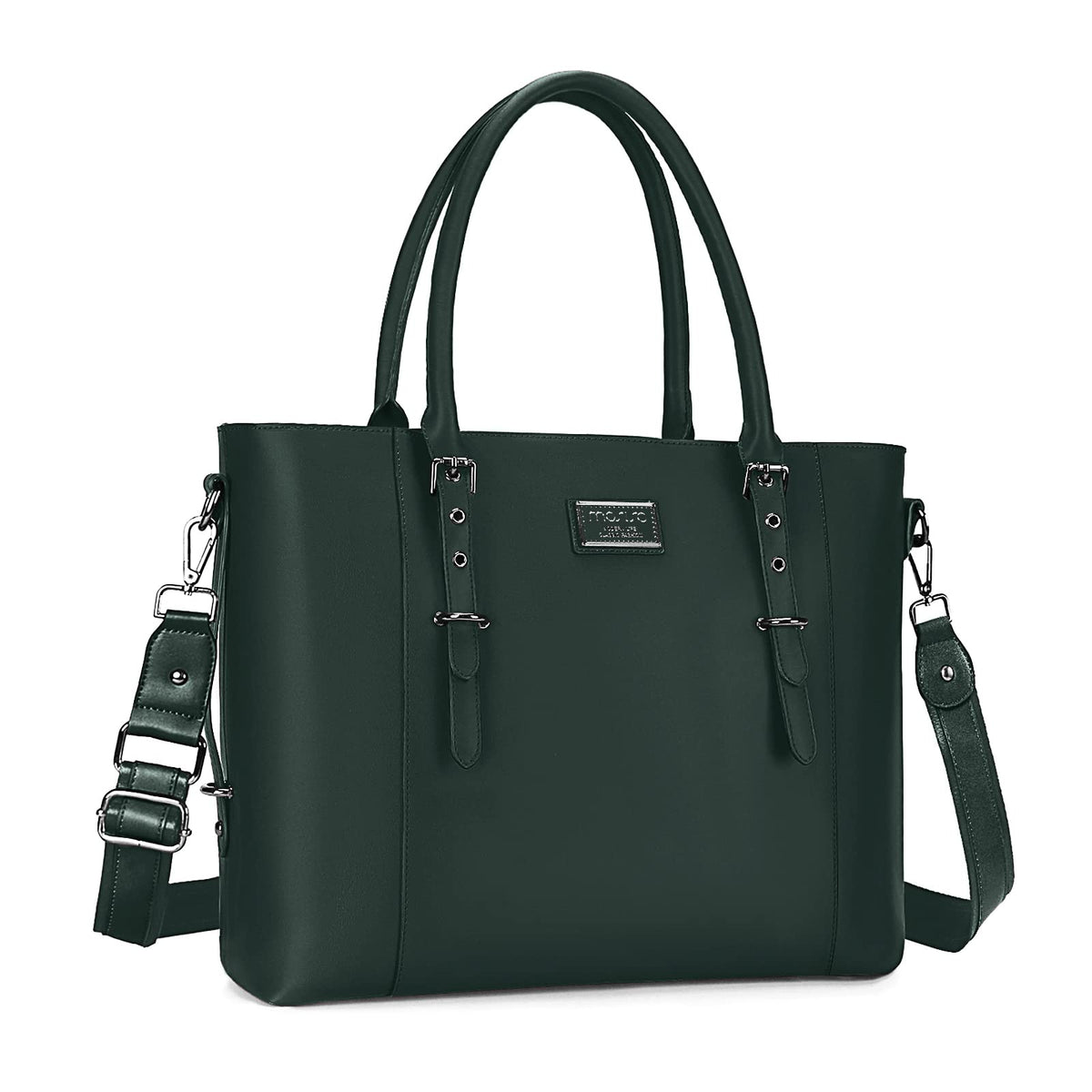 MOSISO Women Vintage Waterproof PU Leather Laptop Tote Bag, Fits 13.3/15.6/17.3 Inch, Large Capacity Business Work Shoulder Briefcase