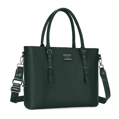MOSISO Women Vintage Waterproof PU Leather Laptop Tote Bag, Fits 13.3/15.6/17.3 Inch, Large Capacity Business Work Shoulder Briefcase