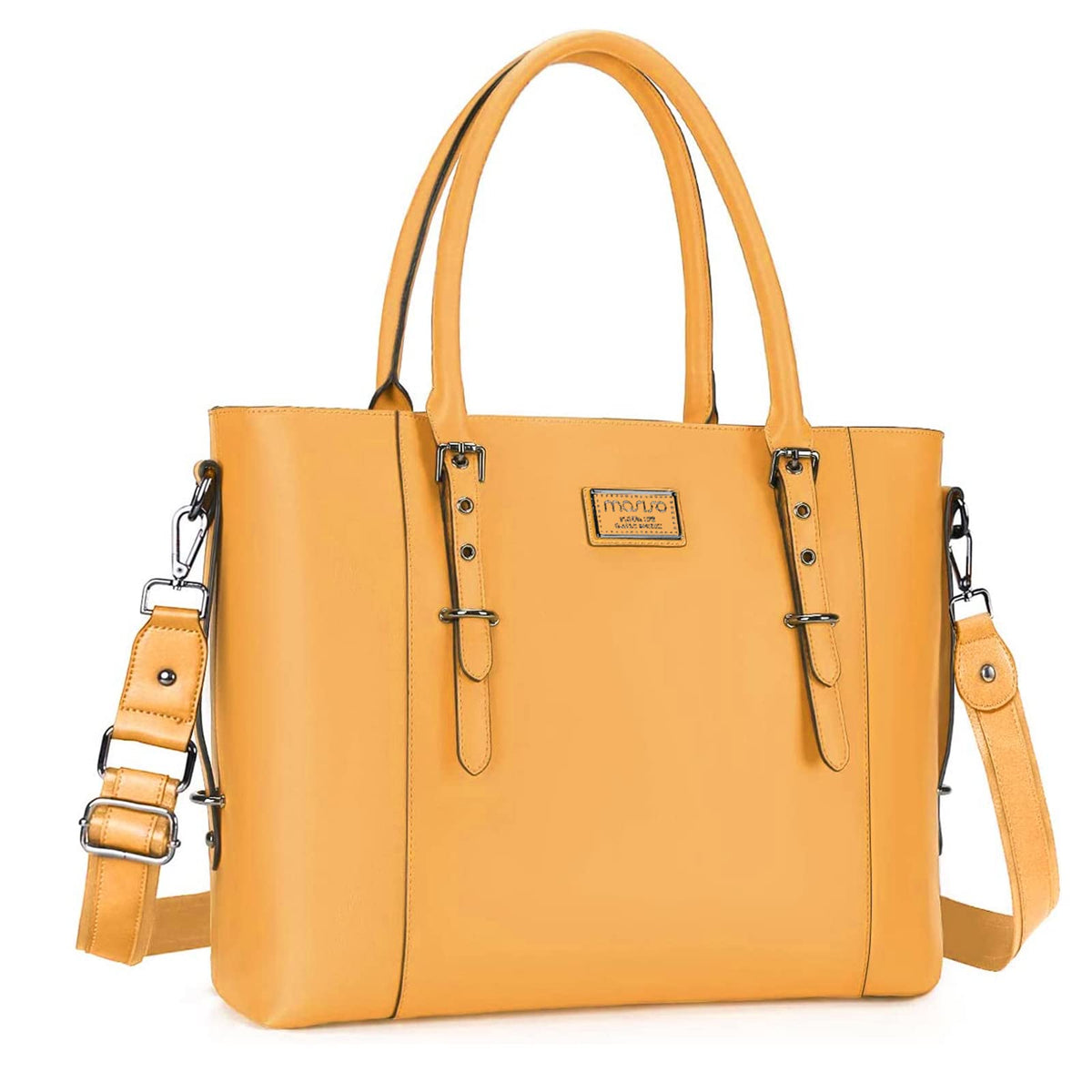 MOSISO Women Vintage Waterproof PU Leather Laptop Tote Bag, Fits 13.3/15.6/17.3 Inch, Large Capacity Business Work Shoulder Briefcase
