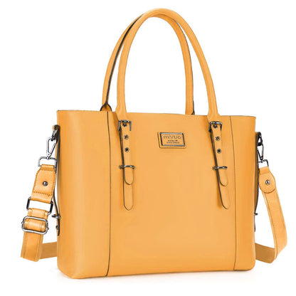 MOSISO Women Vintage Waterproof PU Leather Laptop Tote Bag, Fits 13.3/15.6/17.3 Inch, Large Capacity Business Work Shoulder Briefcase
