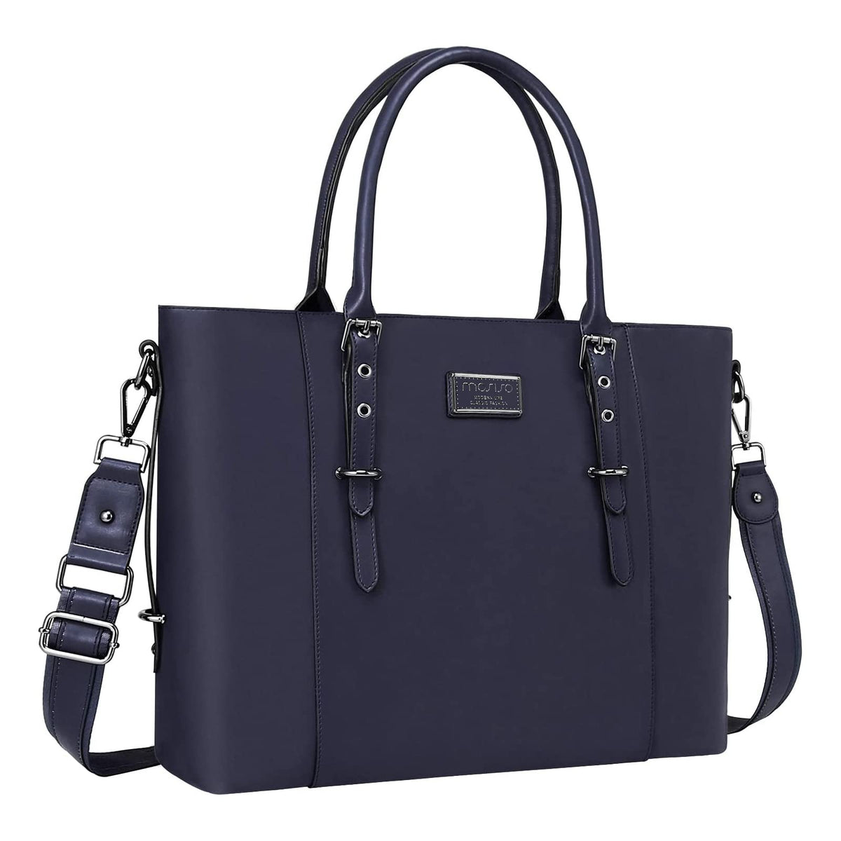 MOSISO Women Vintage Waterproof PU Leather Laptop Tote Bag, Fits 13.3/15.6/17.3 Inch, Large Capacity Business Work Shoulder Briefcase