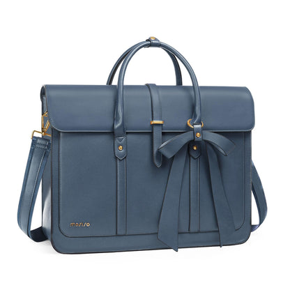 MOSISO Bowknot Convertible Women's PU Leather Laptop Bag – 4-in-1 Handbag, Backpack, Messenger & Briefcase, Fits 14/16/17.3" MacBook & PC Laptops