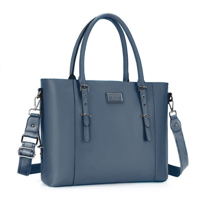 MOSISO Women Vintage Waterproof PU Leather Laptop Tote Bag, Fits 13.3/15.6/17.3 Inch, Large Capacity Business Work Shoulder Briefcase