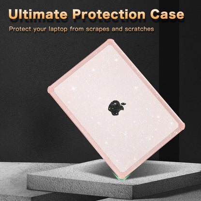 MOSISO Compatible with MacBook Air 15 inch Case 2026-2023 M5-M2 A3448 A3241 A3114 A2941,Anti-Cracking&Anti-Fingerprint Heavy Duty Glitter Plastic Hard Case with TPU Bumper&Keyboard Cover