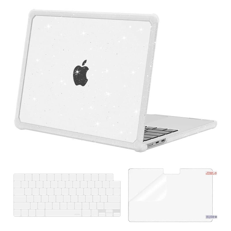MOSISO Compatible with MacBook Air 13 inch Case M2-M5 2022-2026 A3449 A3240 A3113 A2681, Glitter Hard Case with TPU Bumper, Keyboard Cover & Screen Film