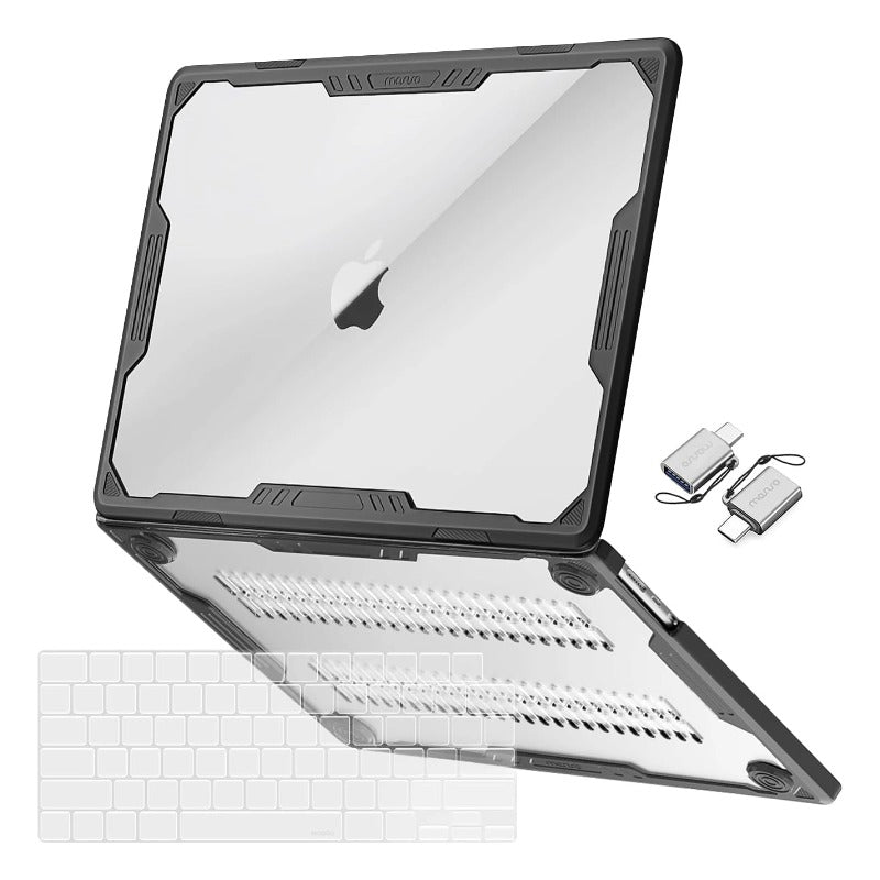 MOSISO Symmetric Geometric TPU Bumper Hard Case for MacBook Air 15 Inch M5-M2 2023-2026, Heavy Duty Shockproof, Keyboard Skin & USB-C Adapters
