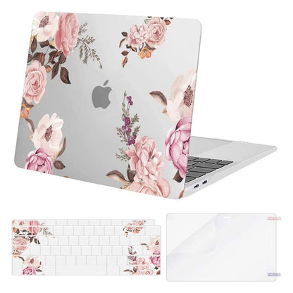MOSISO Compatible with MacBook Air 13 inch Case 2018-2022 Release A2337 A2179 A1932, Plastic Peony Hard Shell&Keyboard Cover&Screen Protector