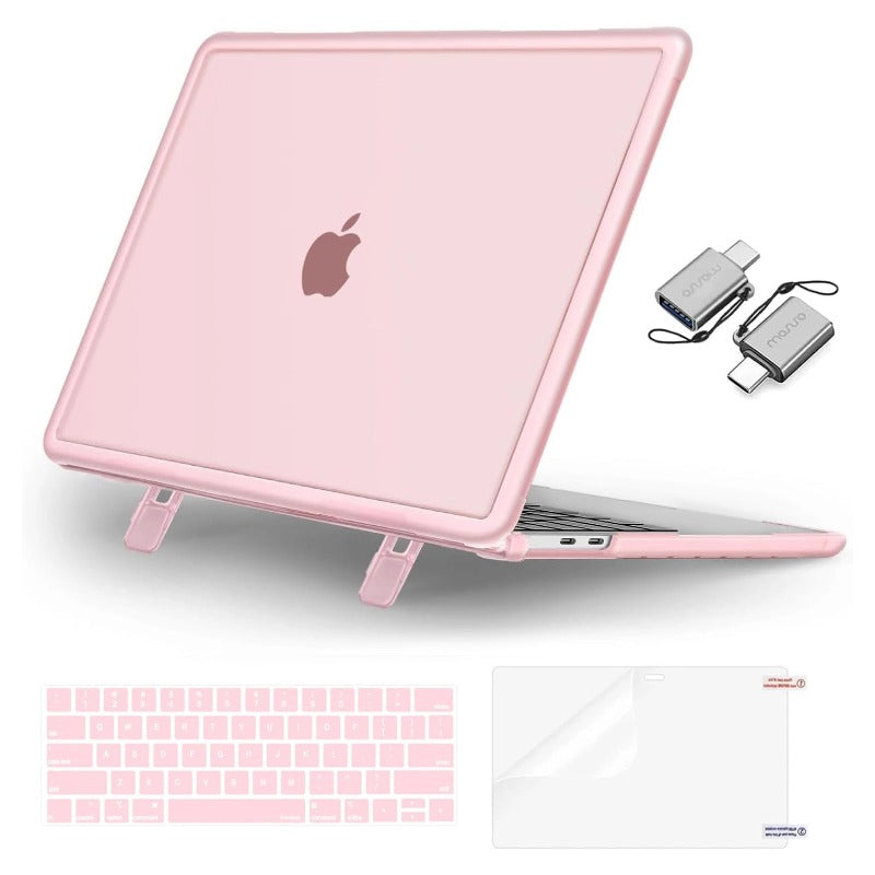 MOSISO Compatible with MacBook Pro 13 inch Case M2/M1 Heavy Duty Plastic Hard Case with Kickstand&Keyboard Skin&Screen Film&Type C