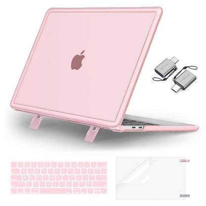 MOSISO Compatible with MacBook Pro 13 inch Case M2/M1 Heavy Duty Plastic Hard Case with Kickstand&Keyboard Skin&Screen Film&Type C
