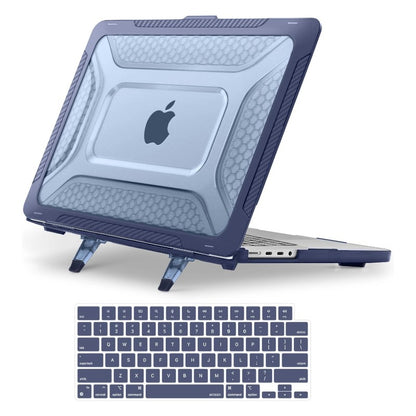 MOSISO 2 in 1 Honeycomb Hard Case Compatible with MacBook Pro 16 Inch M5-M1 Shockproof TPU Bumper Cover With Foldable Kickstand