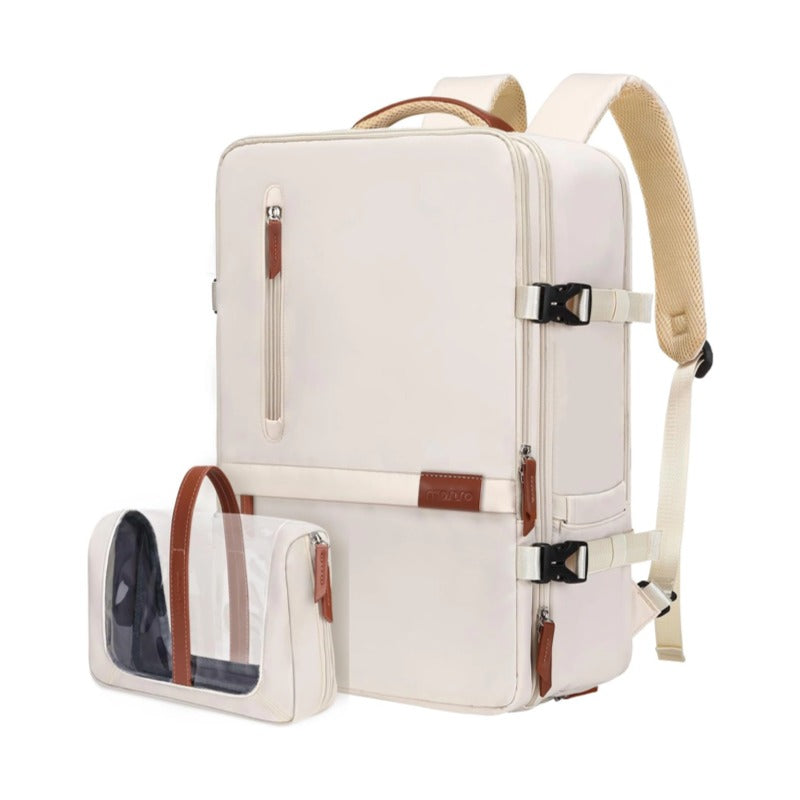 MOSISO 40L Airline Approved Carry On Backpack, Fits 17.3 Inch Laptops with USB Port, Hidden Straps, Shoe Compartment & Matching Clear Toiletry Pouch