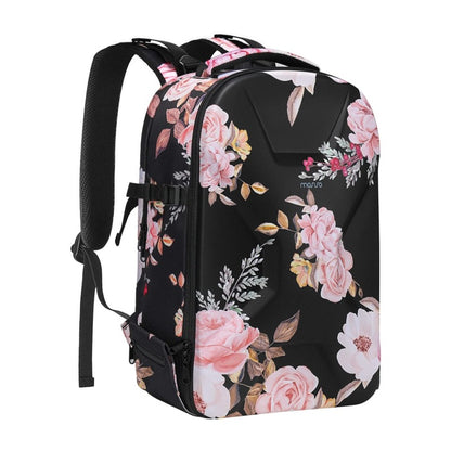 MOSISO Peony Floral Print Hardshell Camera Backpack, Waterproof Crushproof Photography Pack Fits DSLR Mirrorless DJI Drones & 16 Inch Laptops for Women