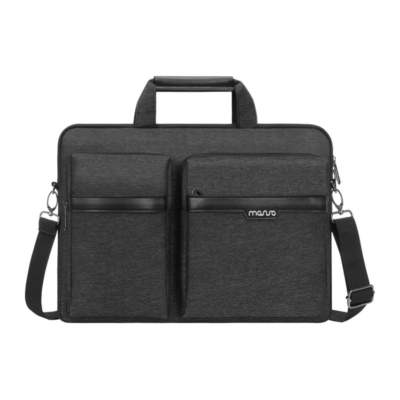 MOSISO Laptop Shoulder Bag Sleeve, 15–15.6 Inch Notebook Case with 2 Raised Zipper & Hidden Pockets, Handle & Luggage Strap Fits MacBook HP Dell Lenovo Asus