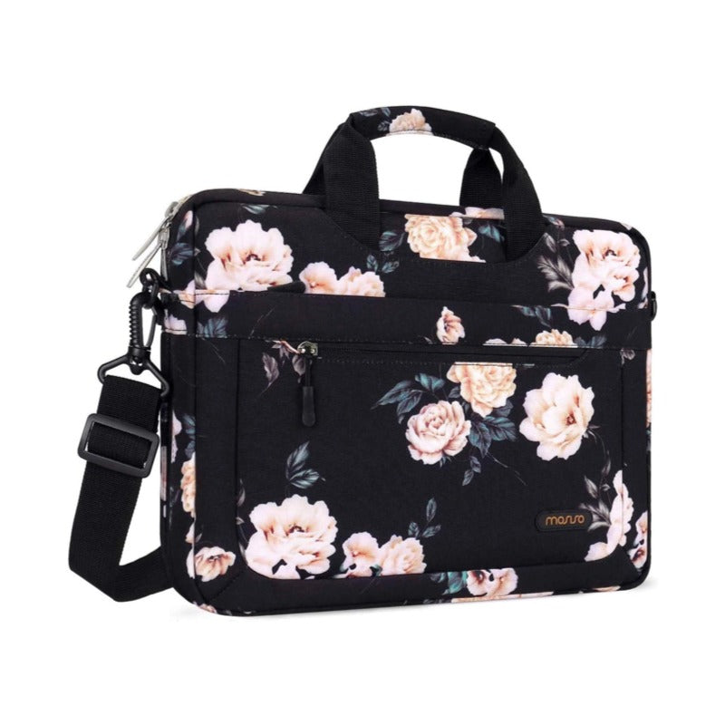 MOSISO Floral Women Laptop Shoulder Sleeve Bag with Adjustable Depth Bottom, Fits 15–16 Inch MacBook Air Pro HP Dell Lenovo Asus Notebook