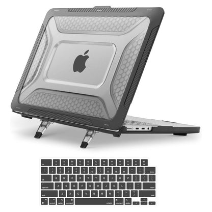 MOSISO Compatible with MacBook Pro 14 inch Case 2021-2026 M5-M1, Honeycomb TPU Bumper Hard Case with Fold Kickstand & Keyboard Skin