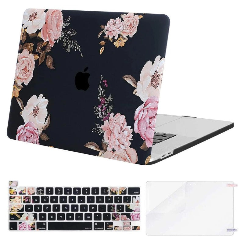 MOSISO Compatible with MacBook Pro 16 inch Case 2020 2019 Release A2141 with Touch Bar Touch ID, Plastic Peony Hard Shell Case & Keyboard Cover Skin & Screen Protector