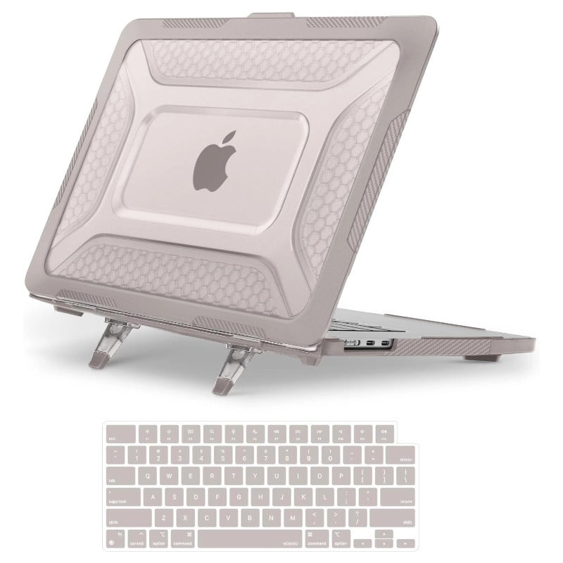 MOSISO 2 in 1 Honeycomb Shockproof TPU Bumper Hard Case Compatible with MacBook Air 15 Inch M5-M2 Heavy Duty With Fold Kickstand & Keyboard Cover