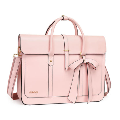 MOSISO Bowknot Convertible Women's PU Leather Laptop Bag – 4-in-1 Handbag, Backpack, Messenger & Briefcase, Fits 14/16/17.3" MacBook & PC Laptops