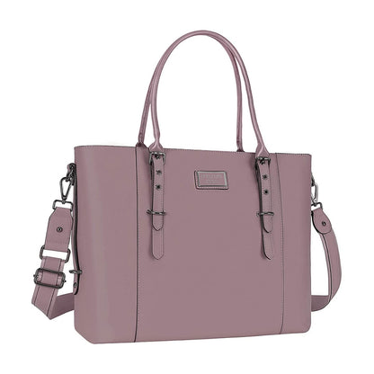 MOSISO Women Vintage Waterproof PU Leather Laptop Tote Bag, Fits 13.3/15.6/17.3 Inch, Large Capacity Business Work Shoulder Briefcase