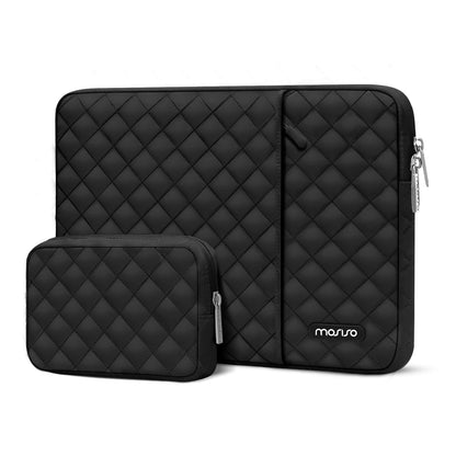 MOSISO Square Quilted Vertical 2-in-1 Tablet Sleeve 9-11 Inch — Front Access Pocket & Matching Mini Pouch for iPad Air/Pro, Galaxy Tab A9+/S9