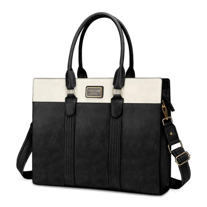 MOSISO Laptop Bag, 15.6-16 inch PU Leather Laptop Tote Work Bags, Large Capacity Computer Briefcase Waterproof Bag for Office Travel