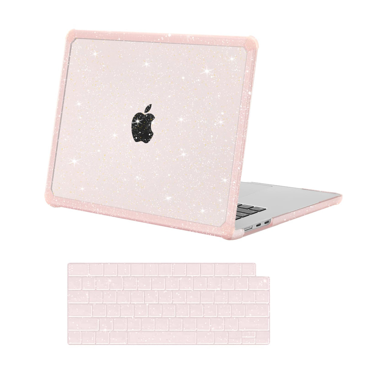 MOSISO Compatible with MacBook Air 15 inch Case 2026-2023 M5-M2 A3448 A3241 A3114 A2941,Anti-Cracking&Anti-Fingerprint Heavy Duty Glitter Plastic Hard Case with TPU Bumper&Keyboard Cover