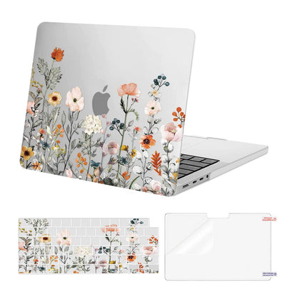 MOSISO Compatible with MacBook Pro 14 inch Case M5-M1 2026-2021 A3427 A3426 A3434 A3112 A3185 A3401 A2918 A2992 A2779 A2442, Garden Flowers Shell Case&Keyboard Cover&Screen Film