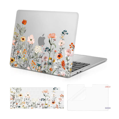 MOSISO Compatible with MacBook Air 13 inch Case M5-M2 2026-2022 A3449 A3240 A3113 A2681, Plastic Garden Flowers Hard Shell&Keyboard Cover&Screen Film for MacBook Air 13.6