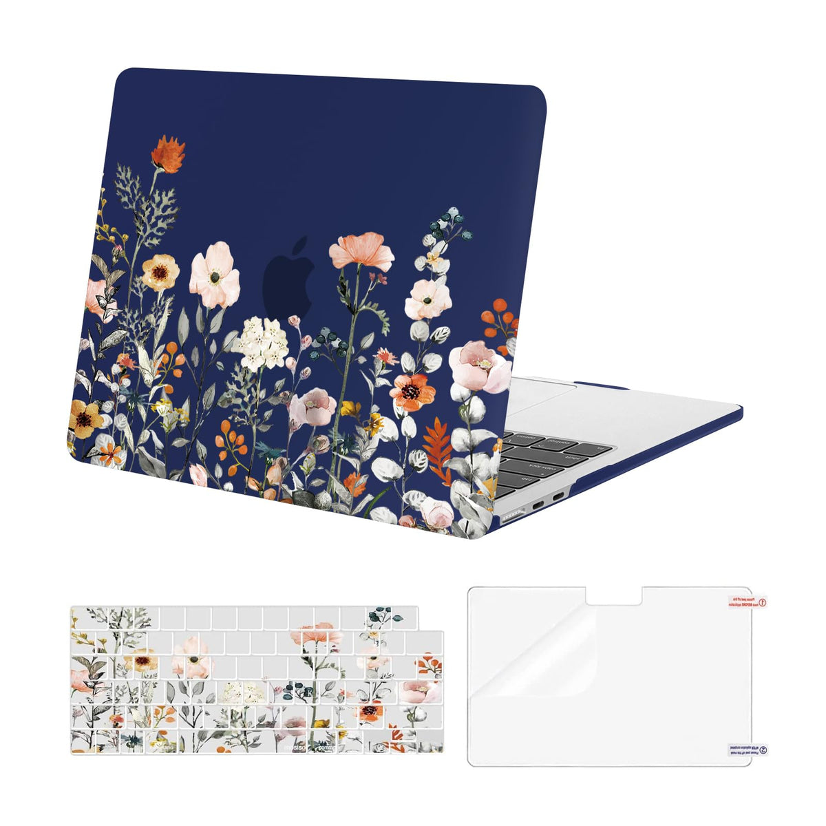 MOSISO Compatible with MacBook Air 13 inch Case M5-M2 2026-2022 A3449 A3240 A3113 A2681, Plastic Garden Flowers Hard Shell&Keyboard Cover&Screen Film for MacBook Air 13.6
