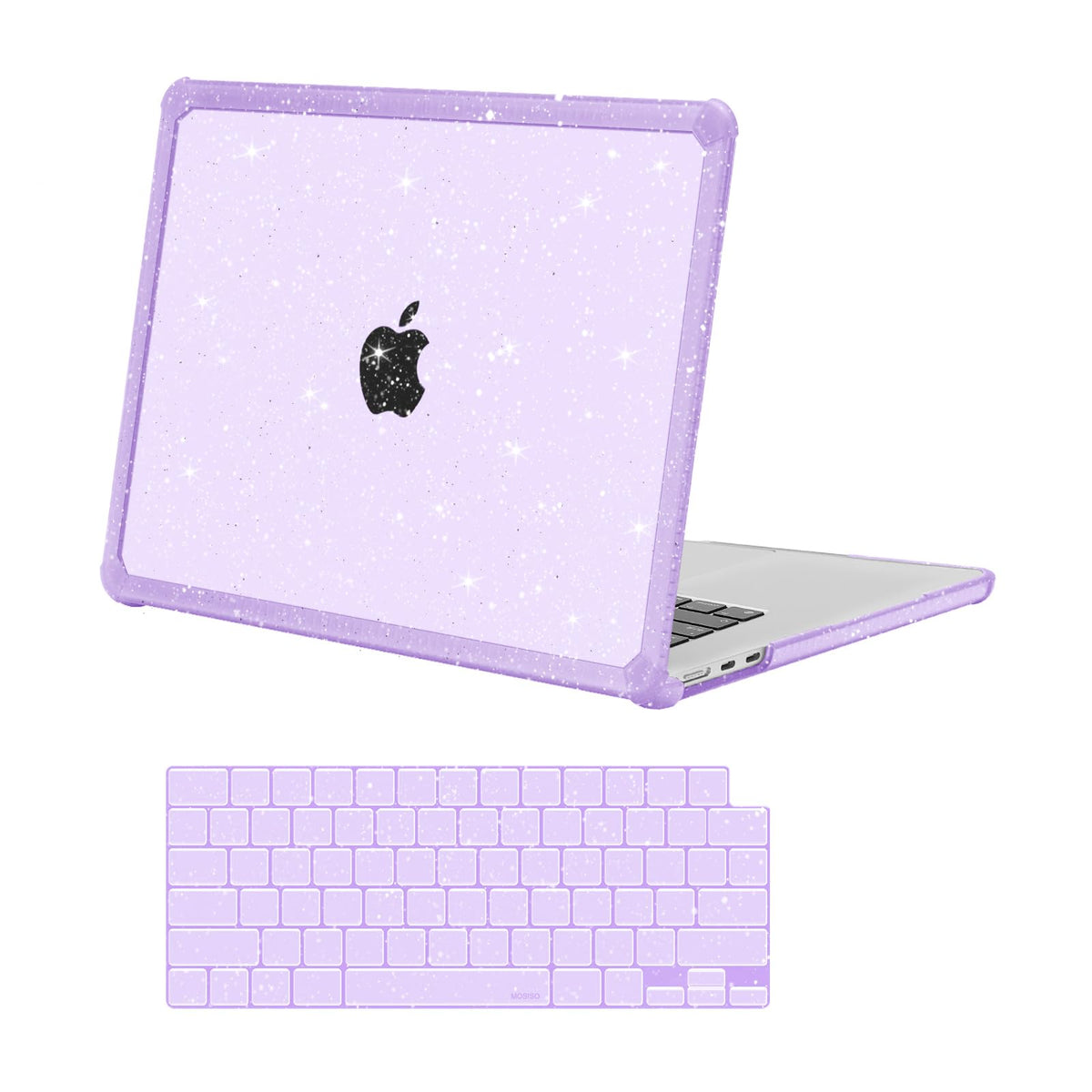 MOSISO Compatible with MacBook Air 15 inch Case 2026-2023 M5-M2 A3448 A3241 A3114 A2941,Anti-Cracking&Anti-Fingerprint Heavy Duty Glitter Plastic Hard Case with TPU Bumper&Keyboard Cover