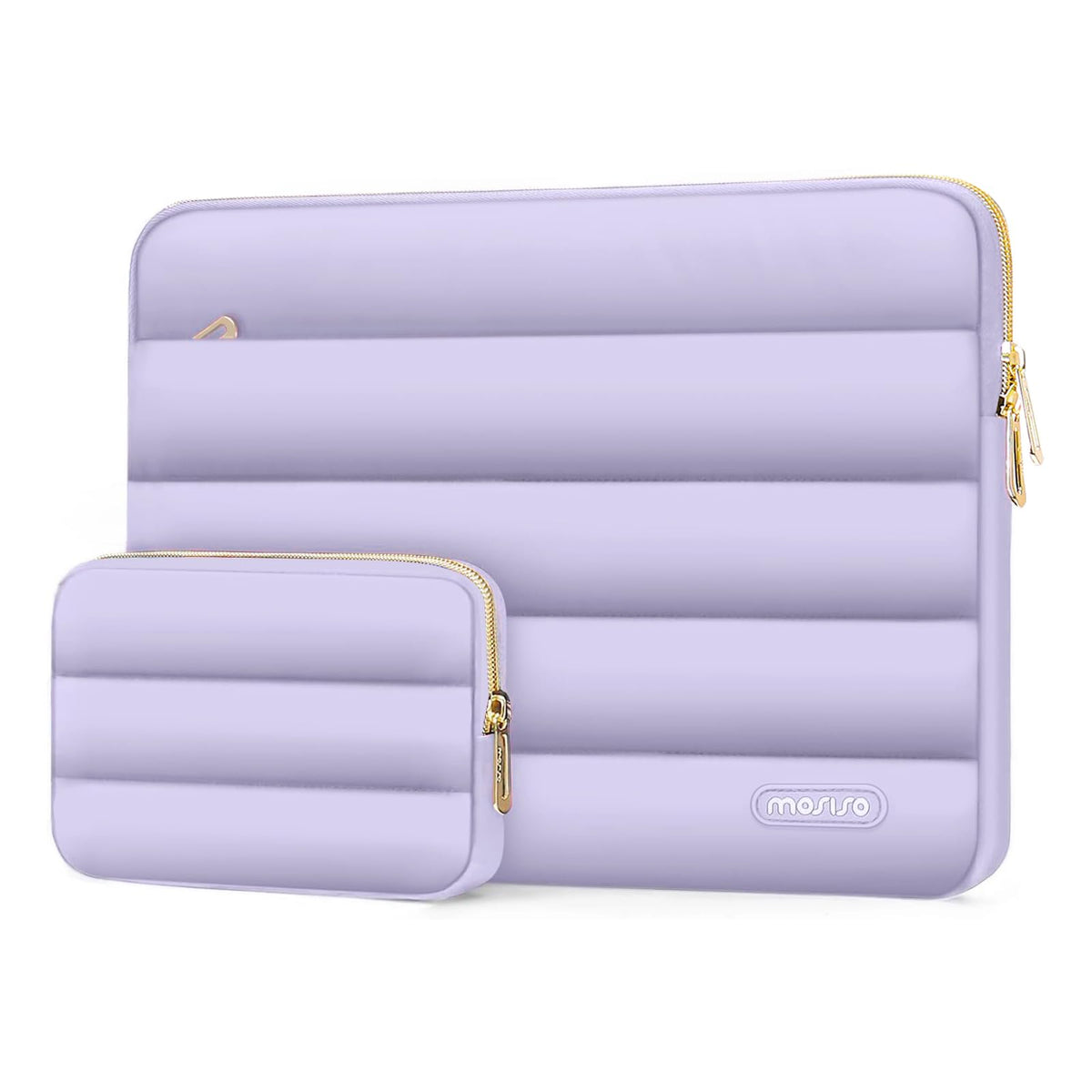 MOSISO Soft Puffy Polyester Horizontal Laptop Sleeve with Detachable Accessory Pouch, Fits 13–16 Inch MacBook M1-M5 HP Dell ASUS Lenovo Notebook