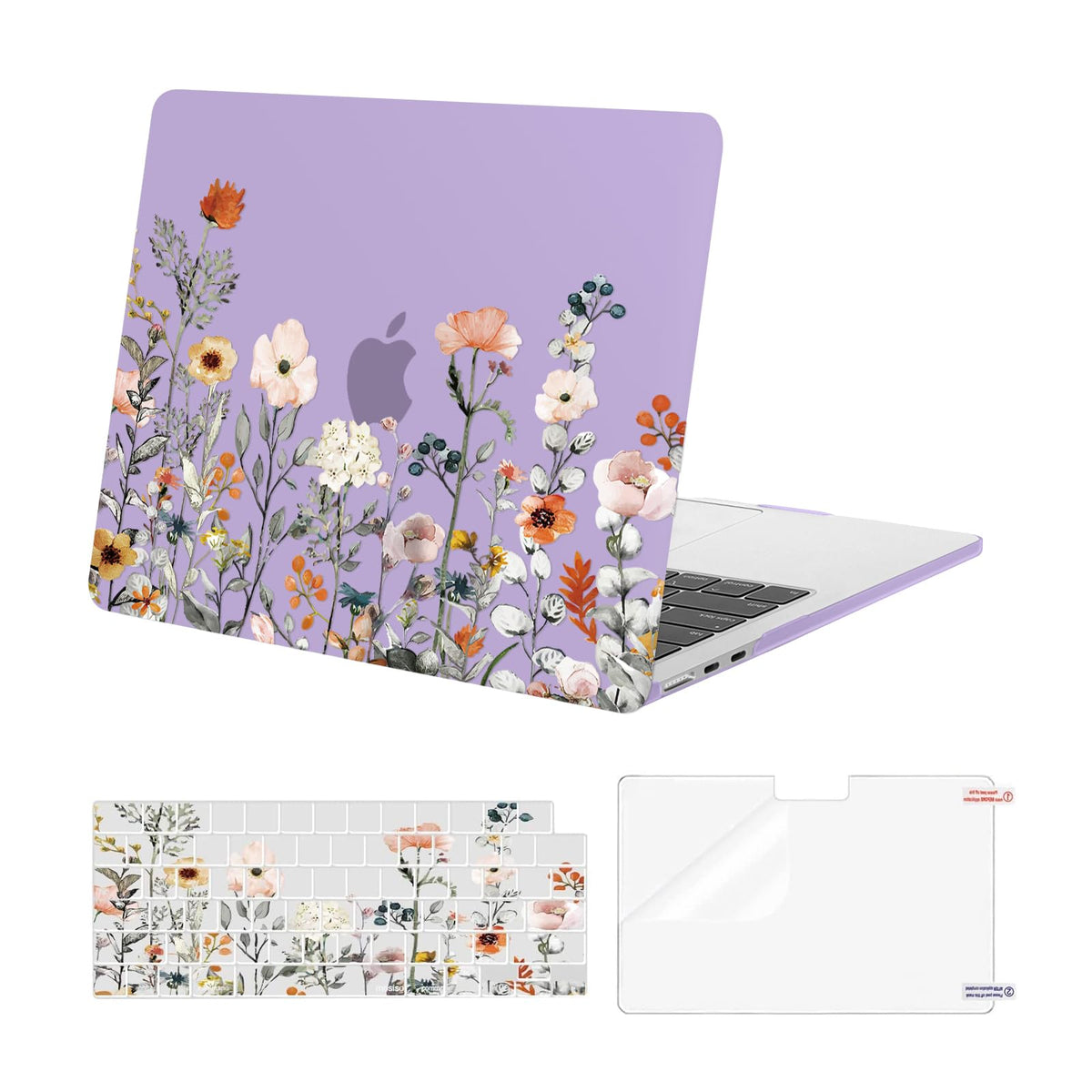 MOSISO Compatible with MacBook Air 13 inch Case M5-M2 2026-2022 A3449 A3240 A3113 A2681, Plastic Garden Flowers Hard Shell&Keyboard Cover&Screen Film for MacBook Air 13.6